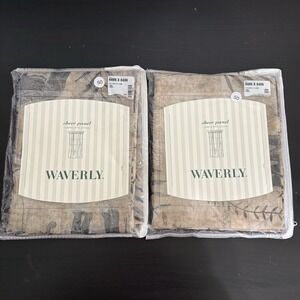 ONE PAIR 84"x 60" Sheer Curtain‎ Panels Waverly Congo NEW Elephant Zebra Giraffe